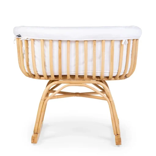 Berceau Rotin - 90x70x71 Cm + Habillage Jersey Ecru - Matela