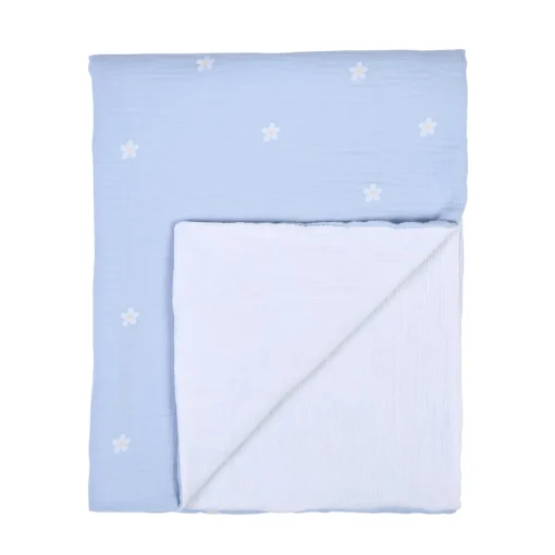 Couverture De Bébé - 80x100 Cm - Mousseline Fleur - Bleue