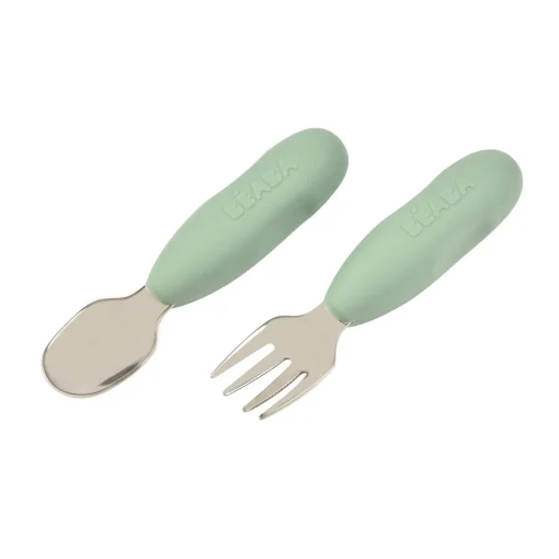 Lot 2 pré-couverts d'apprentissage Inox Vert sauge