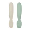 Lot 2 pré-cuillères d'apprentissage silicone Vert sauge/Gris velours