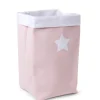 Panier De Rangement - 32x32x60 Cm - Toile - Rose Tendre Blan
